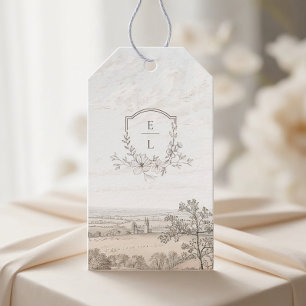 Monogram Fransk Landstil Bröllop Personlig Presentetikett