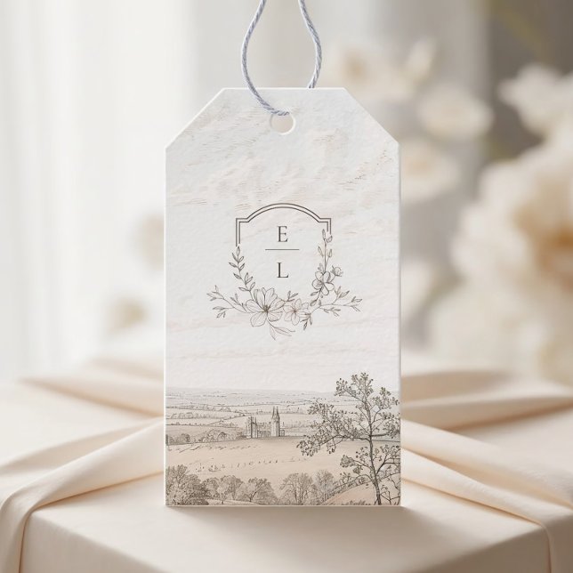 Monogram Fransk Landstil Bröllop Personlig Presentetikett (Skapare uppladdad)
