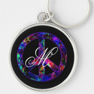 Monogram Fredstecken Premium-Nyckelring Rund Silverfärgad Nyckelring