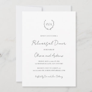 Monogram, frisk Elegant, repetitionsmiddag Inbjudningar