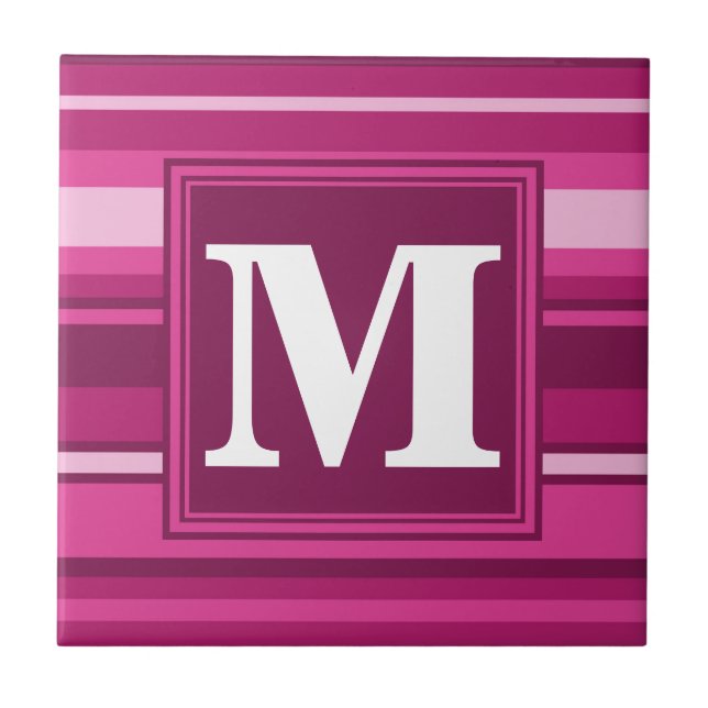 Monogram fuchsia rand kakelplatta (Framsidan)
