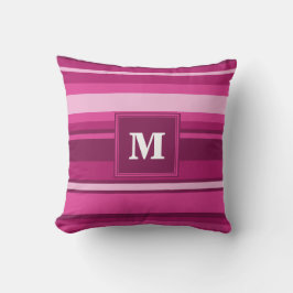 Monogram fuchsia rand kudde