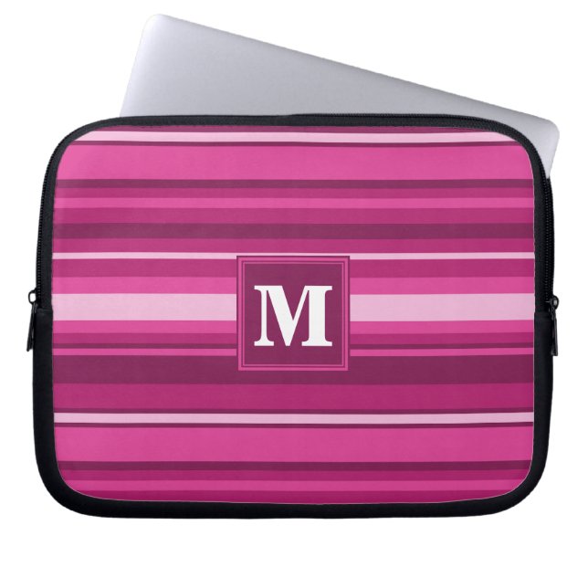 Monogram fuchsia rand laptop sleeve (Framsidan)