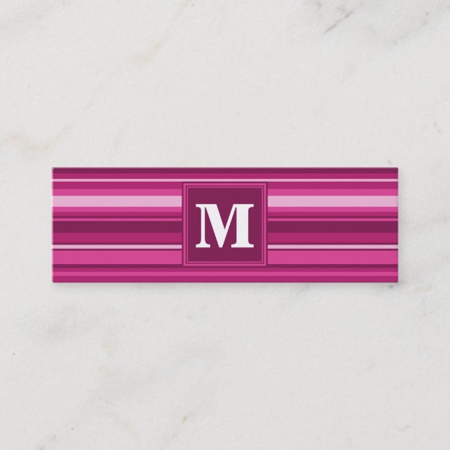 Monogram fuchsia rand mini visitkort (Framsida)
