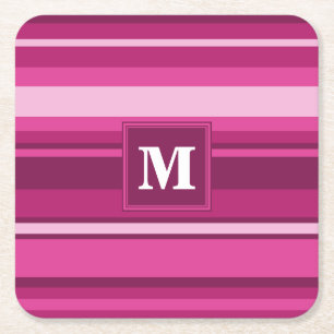 Monogram fuchsia rand underlägg papper kvadrat