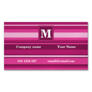 Monogram fuchsia rand visitkortmagnet