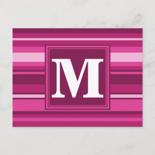 Monogram fuchsia rand vykort