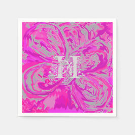 Monogram Fuchsia Rosa Cocktail Papper Napkins Pappersservett