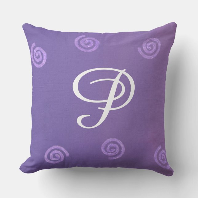 Monogram-fyllningar för Lila Lavender Swirls Kudde (Framsida)