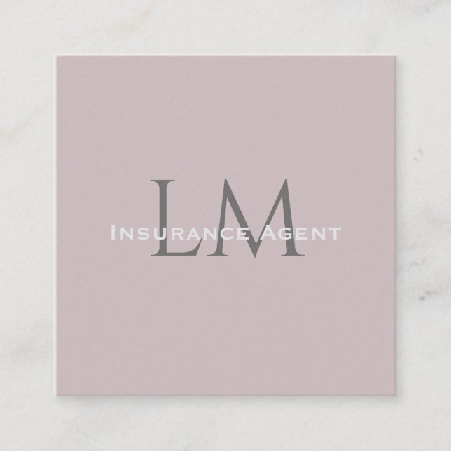 Monogram Fyrkantig Rosé Beige Visitenkort (Framsida)
