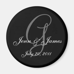 Monogram G Bröllop Bride Groom Date Magnet