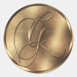 Monogram G Bronze Wedding Investigation Helgdag Runt Klistermärke