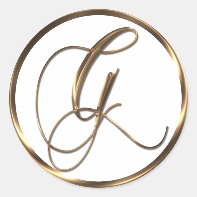 Monogram G Faux Bronze Runt Klistermärke (Framsida)