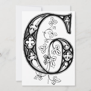 Monogram G initial svart och vit Julkort