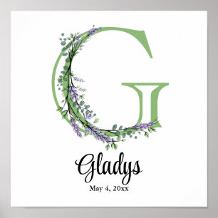 Monogram G Lavendel Eucalyptus barnrum Poster