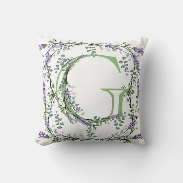 Monogram G Lavender Eucalyptus Kudde (Framsida)