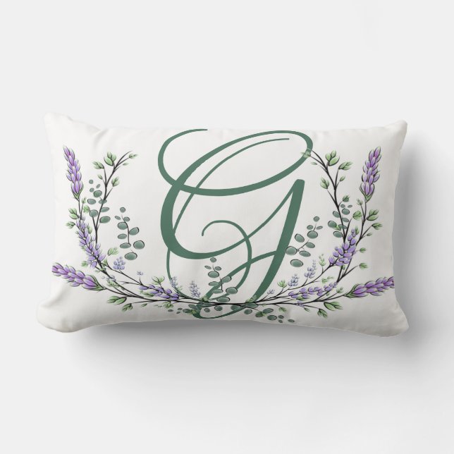 Monogram G Lavender Eucalyptus Lumbarkudde (Framsida)