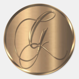 Monogram G NONMETALLIC Bronze Kuvert Seal Runt Klistermärke