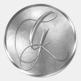 Monogram G NONMETALLIC Silver kuvertförsegling Runt Klistermärke