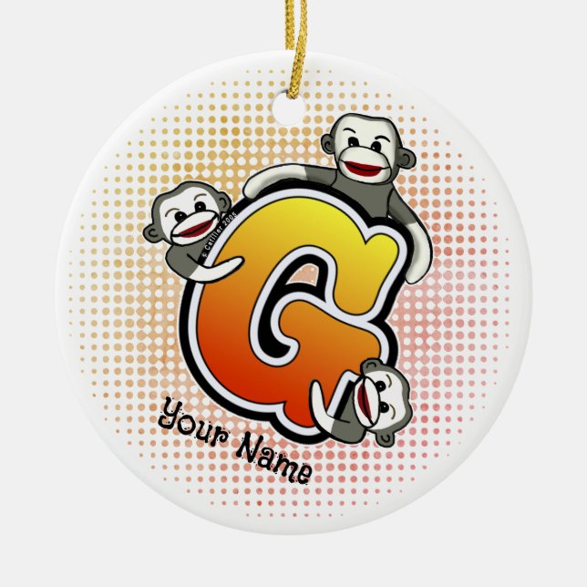 Monogram G Strumpapa  Julgransprydnad Keramik (Framsidan)