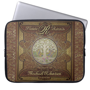 Monogram Gamla läder Bok-utseende Laptop Fodral