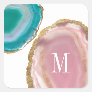 Monogram Gem Stones I Fyrkantigt Klistermärke