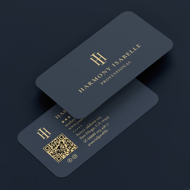 Monogram General Contractor Konstruktion Mörkblå Visitkort (Monogram General Contractor Construction Dark Blue Business Card
)