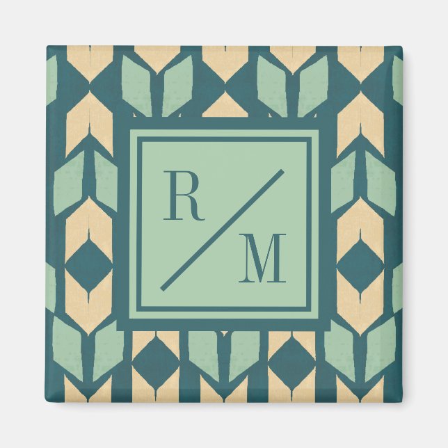 Monogram | Geo-steg utomhus | Geometric Teal Arrow Magnet (Framsidan)