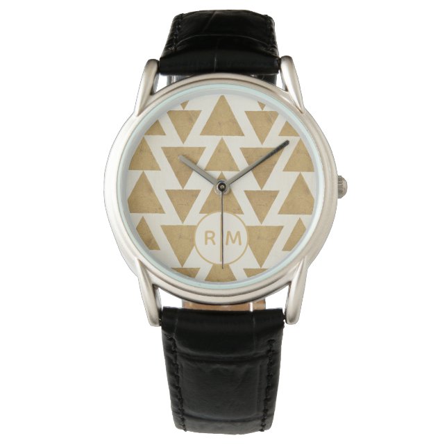 Monogram | Geo-steg utomhus | Geometrisk Guld Armbandsur (Framsida)