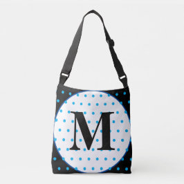 Monogram Geometric Black Blue Polka dots Axelväska
