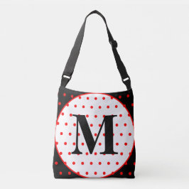 Monogram Geometric Black Red Polka dots Axelväska