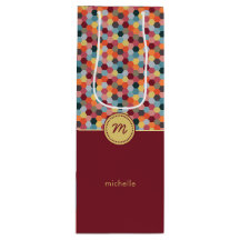 Monogram Geometric Burgundy Hexagon Vin Gift Bag