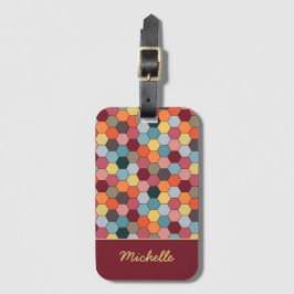 Monogram Geometric Hexagon Mönster Luggage Tag Bagagebricka