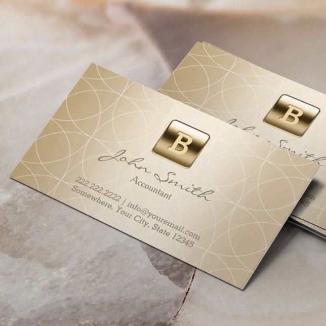 Monogram Geometric Modern Guld Accountant Visitkort (Skapare uppladdad)