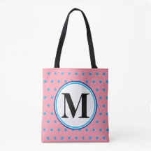 Monogram Geometric Rosa Blue Polka dots