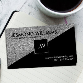 Monogram - Geometric Silver - Redovisningstjänster Visitkort