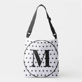 Monogram Geometric White Black Polka dots Axelväska