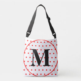 Monogram Geometric White Red Polka dots Axelväska