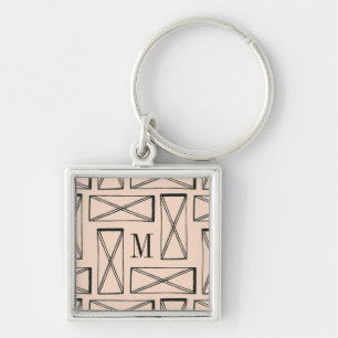 Monogram Geometrisk rektangel X-design Fyrkantig Silverfärgad Nyckelring