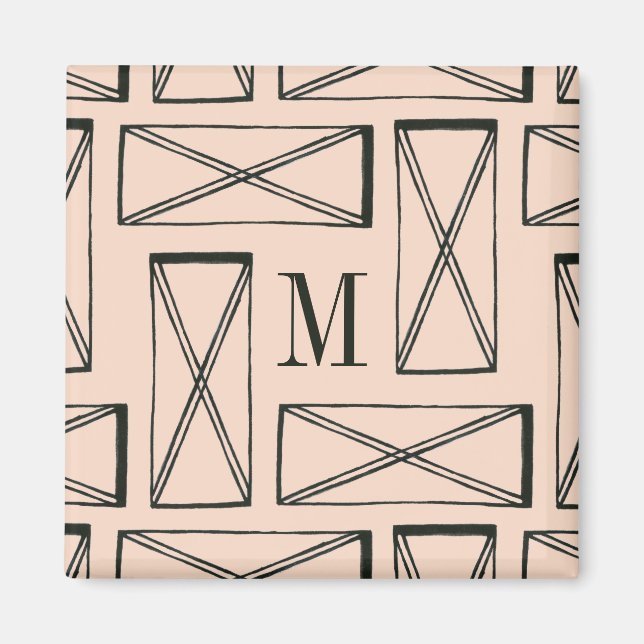 Monogram | Geometrisk rektangel X-design Magnet (Framsidan)