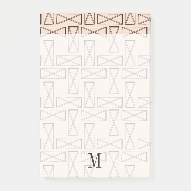 Monogram| Geometrisk rektangel X-design Post-it Block (Framsida)