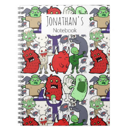 Monogram Ghost-serieteckning färgglatt roligt möns Anteckningsbok