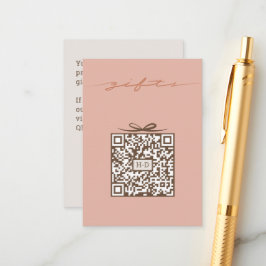 Monogram Gift & Bow QR-kod | Bröllopslista Tilläggskort