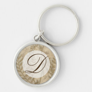Monogram Gilded Foliage I Rund Silverfärgad Nyckelring