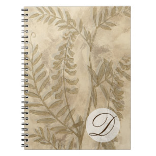 Monogram Giltig Foliage I Anteckningsbok Med Spiral