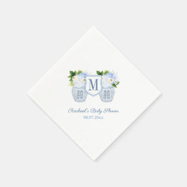 Monogram Ginger Burk Blommigt Boy Shower Party Pappersservett