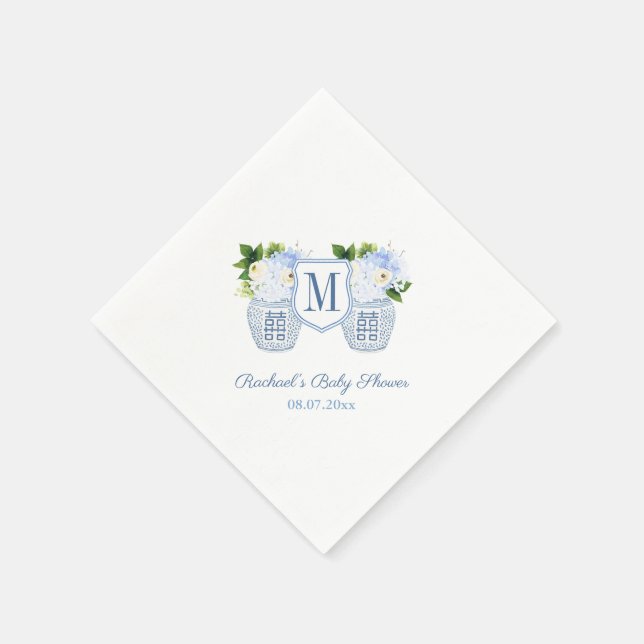 Monogram Ginger Kruka Blommig Pojke Bebis Shower F Pappersservett (Hörn)
