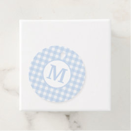 Monogram Gingham Mönster i Soft Baby blue Gåvor Etiketter