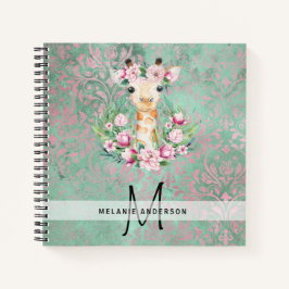 Monogram GIRAFFE Boho Flowers Söt Girly Modern