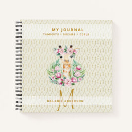 Monogram GIRAFFE Boho Flowers Söt Girly Modern